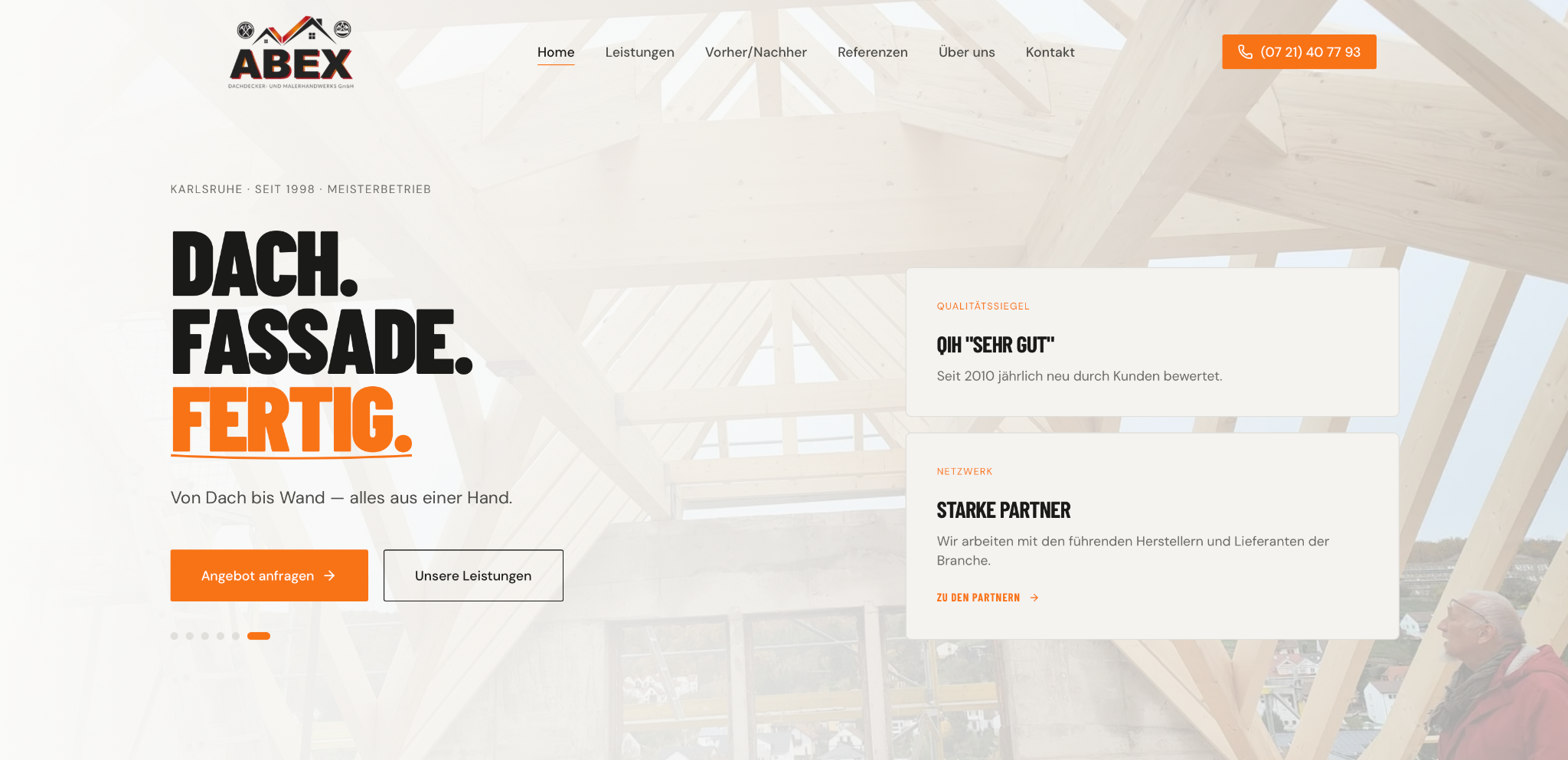 ABEX Karlsruhe, Dachdecker & Malerei: Website von Pixylmedia