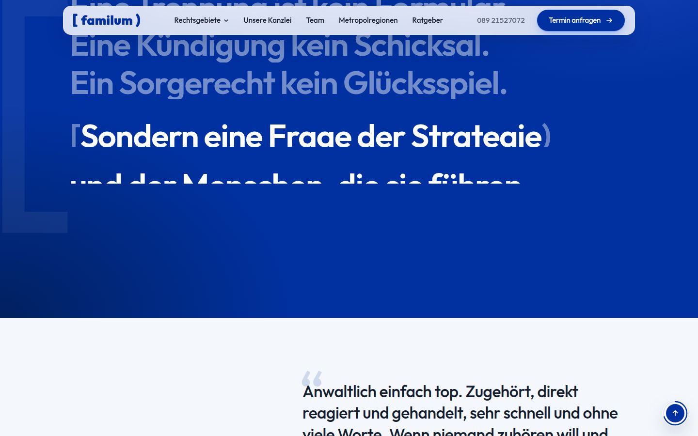 Sektion 2 der Website von Familum