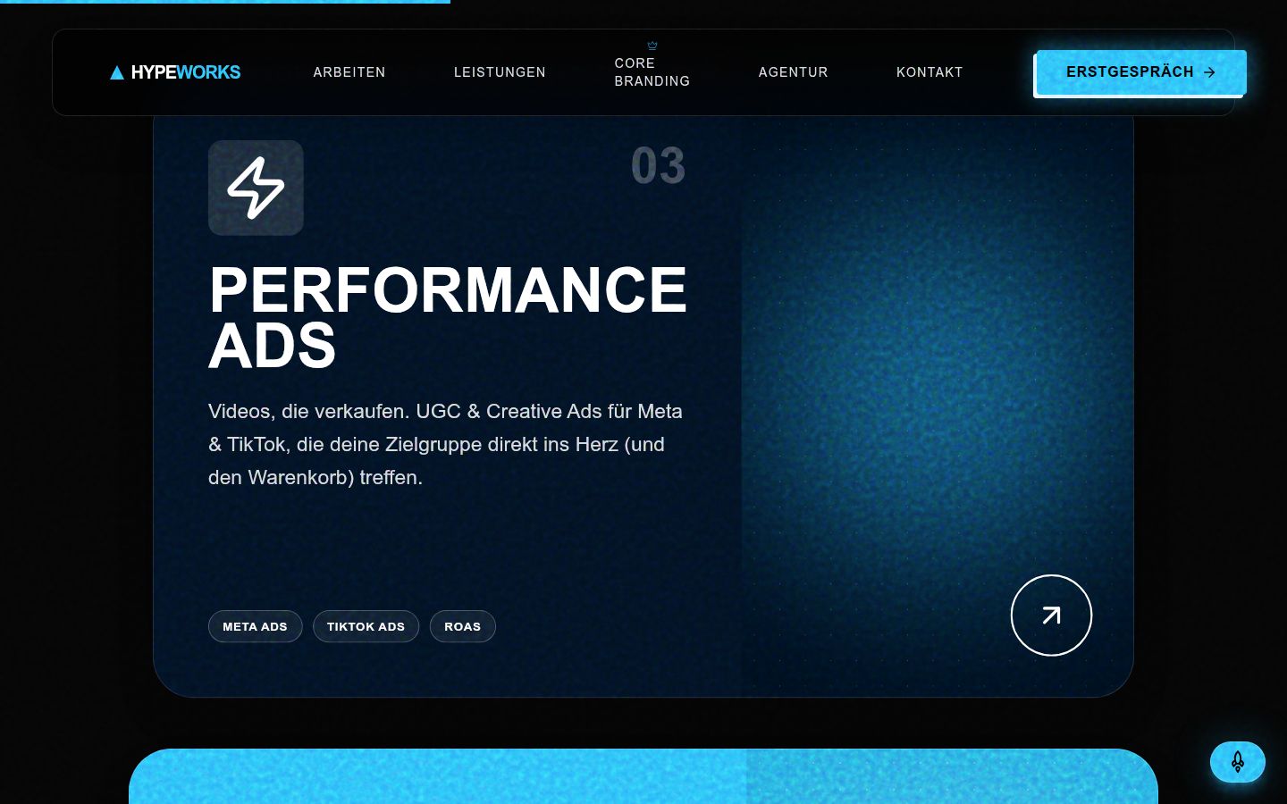 Sektion 1 der Website von Hypeworks