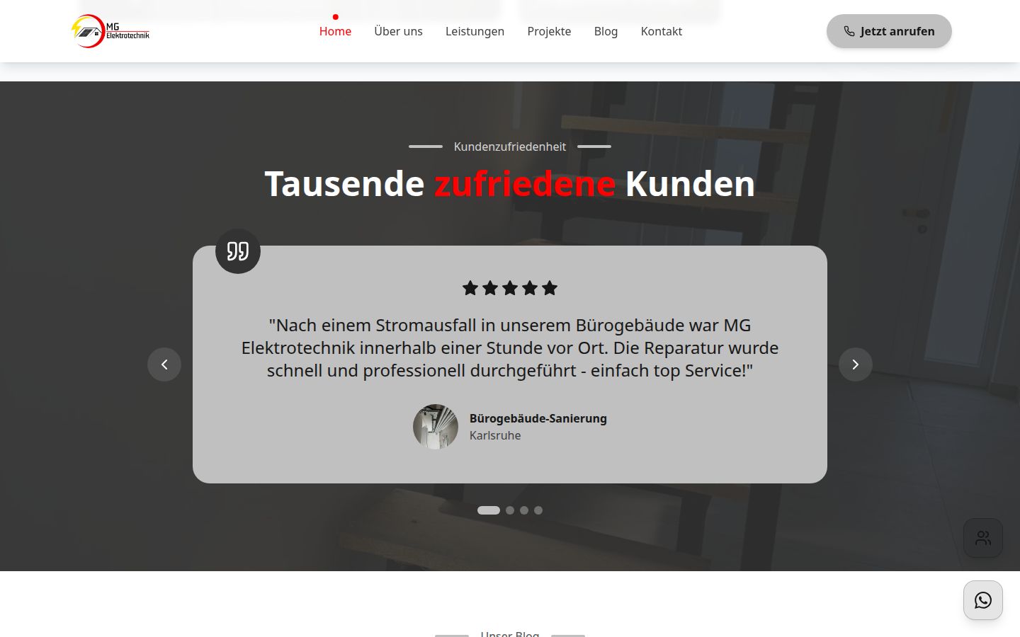 Sektion 2 der Website von MG Elektrotechnik